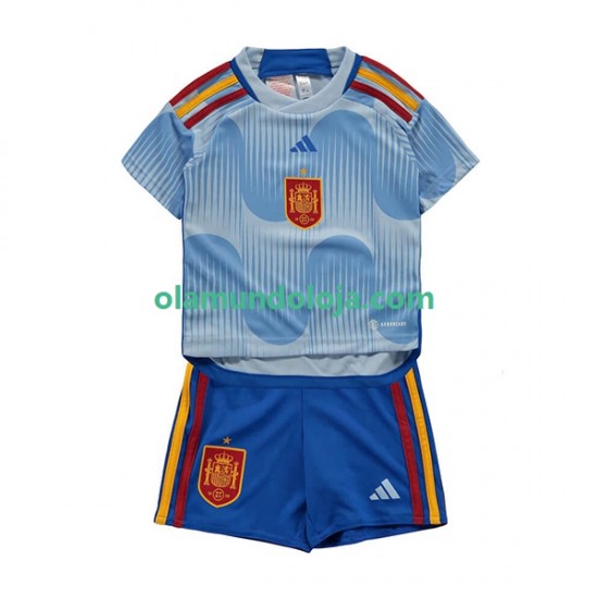 Camisola Espanha Criança Equipamento Segundo Copa do Mundo 2022 Manga Curta